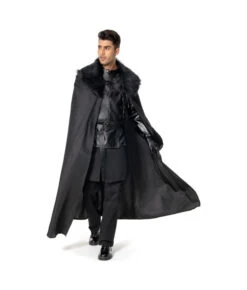 Man Medieval Fantasy Black Clock Knight Guard Fullset Outfit Halloween Costume