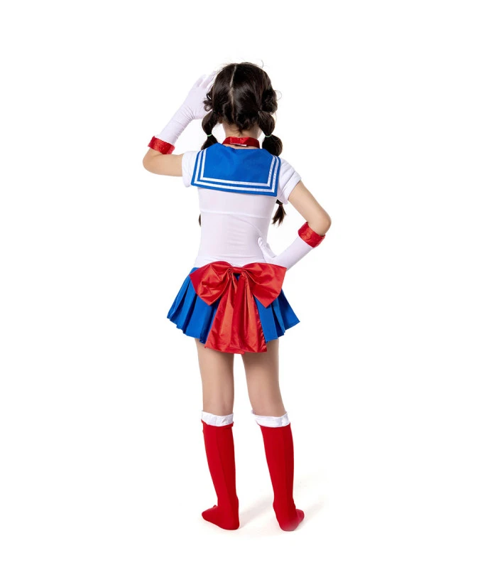 Kids Children White Sailor Suit Skirt Uniform Halloween Costume 5 Kids Children White Sailor Suit Skirt Uniform Halloween Costume - Image 3