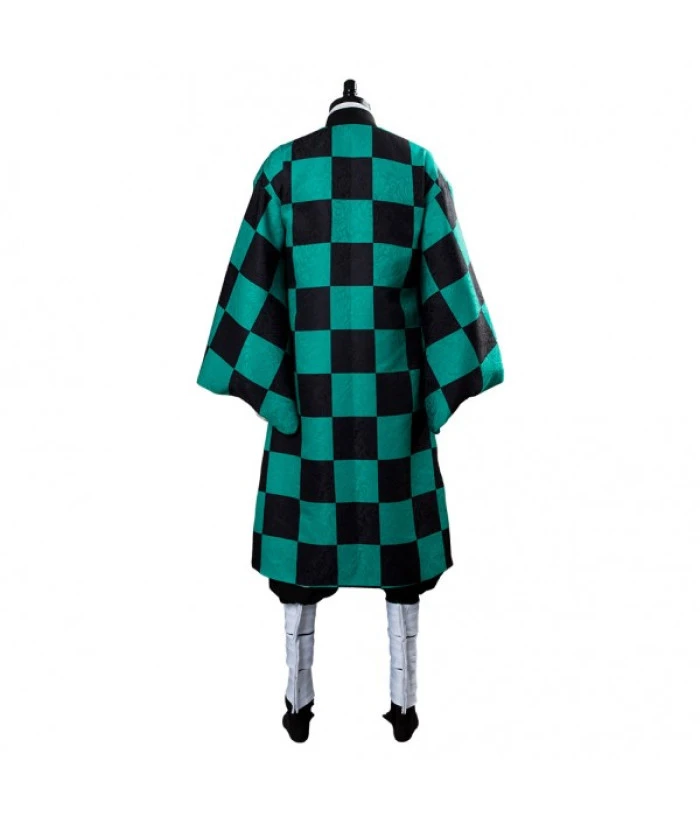 Men Dark Green Plaid Samurai Jacket Halloween Costume 4 Men Dark Green Plaid Samurai Jacket Halloween Costume - Image 2