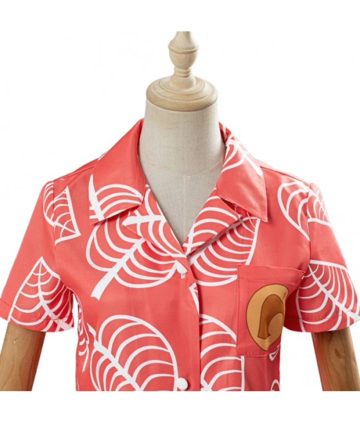 Women Pink Leaf Printed Ins Short Sleeve Shirts Top 6 Women Pink Leaf Printed Ins Short Sleeve Shirts Top - Image 4