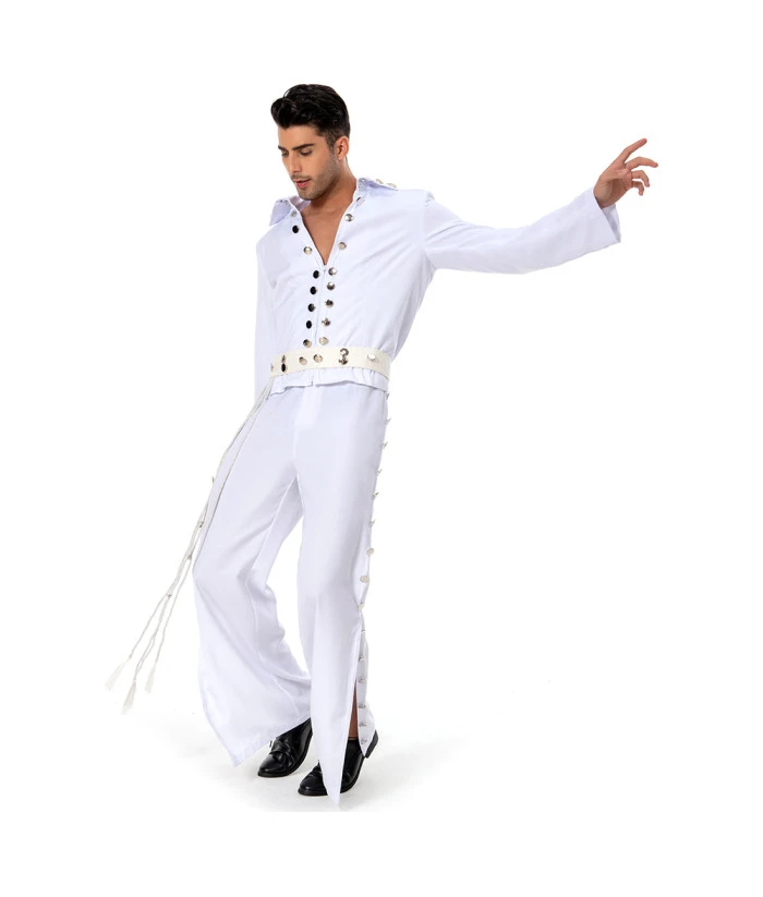 1970s Rockstar White SuitHalloween Costume 6 1970s Rockstar White SuitHalloween Costume - Image 4