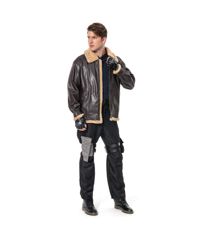 Men Brown Jacket Coat With Black Tactical Tights Strap Gun Bag Fullset Outfit Agent Role Play Halloween Costume 7 Men Brown Jacket Coat With Black Tactical Tights Strap Gun Bag Fullset Outfit Agent Role Play Halloween Costume - Image 5