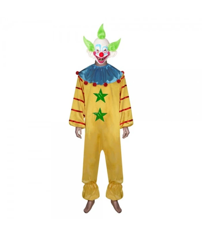 Adult Yellow Clown FullsetJumpsuit Creepy Clown Role Play Halloween Costume 3 Adult Yellow Clown FullsetJumpsuit Creepy Clown Role Play Halloween Costume