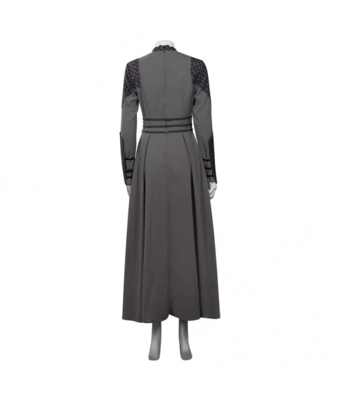 Women Medieval Fnatasy Grey Long Dress Maid Halloween Costume 5 Women Medieval Fnatasy Grey Long Dress Maid Halloween Costume - Image 3