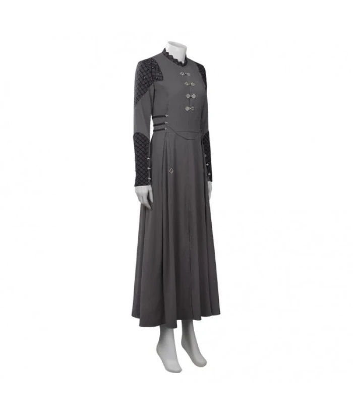 Women Medieval Fnatasy Grey Long Dress Maid Halloween Costume 6 Women Medieval Fnatasy Grey Long Dress Maid Halloween Costume - Image 4