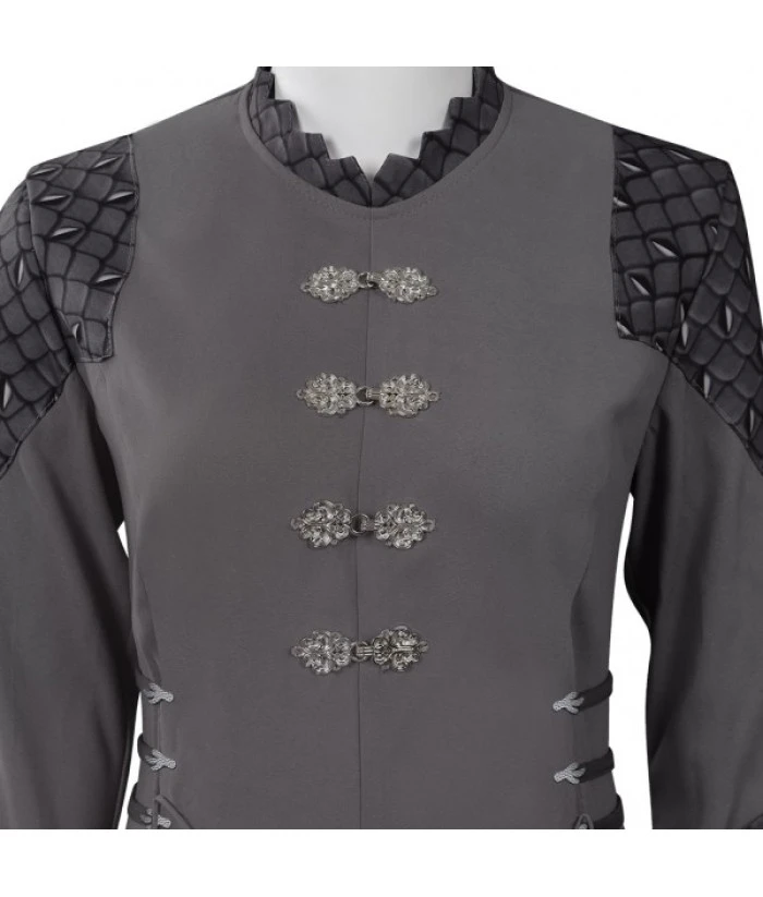 Women Medieval Fnatasy Grey Long Dress Maid Halloween Costume 7 Women Medieval Fnatasy Grey Long Dress Maid Halloween Costume - Image 5