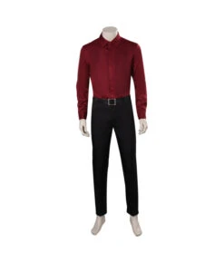 Men Black Suit Red Linin With Leather Stirp Uniform Outfit -Accessories Shop 15005103 5 700x823 1