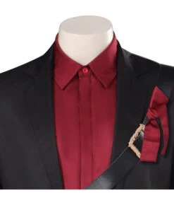 Men Black Suit Red Linin With Leather Stirp Uniform Outfit -Accessories Shop 15005103 6 700x823 1