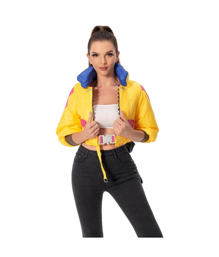Women Futuristic Yellow Jacket With Backpack Halloween Sci-Fi Costume 3 Women Futuristic Yellow Jacket With Backpack Halloween Sci-Fi Costume