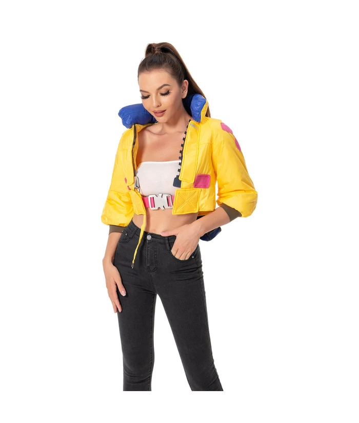 Women Futuristic Yellow Jacket With Backpack Halloween Sci-Fi Costume 4 Women Futuristic Yellow Jacket With Backpack Halloween Sci-Fi Costume - Image 2