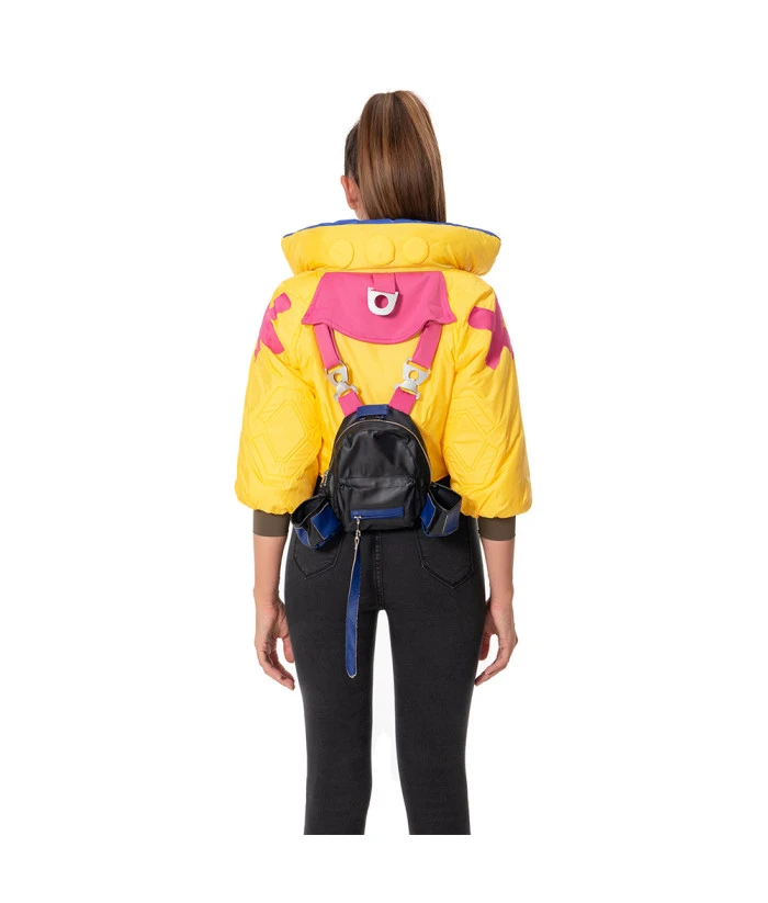 Women Futuristic Yellow Jacket With Backpack Halloween Sci-Fi Costume 5 Women Futuristic Yellow Jacket With Backpack Halloween Sci-Fi Costume - Image 3