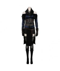 Women Black Knitted Suit Fullset Fantasy Rouge Role Play Halloween Costume
