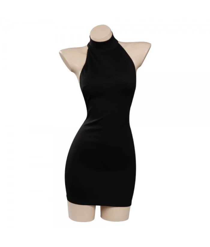 Women Sexy Black Halter Dress 3 Women Sexy Black Halter Dress