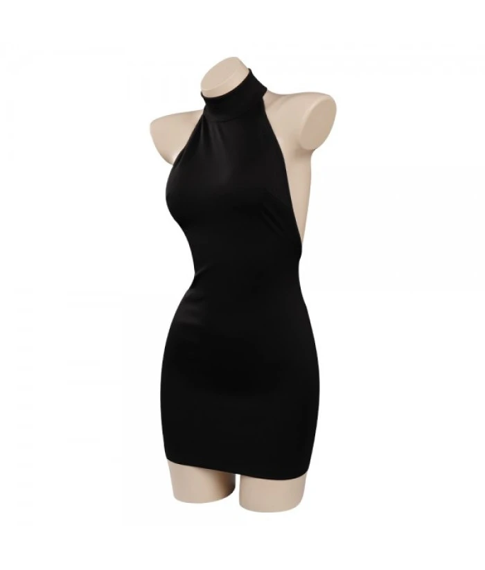 Women Sexy Black Halter Dress 4 Women Sexy Black Halter Dress - Image 2