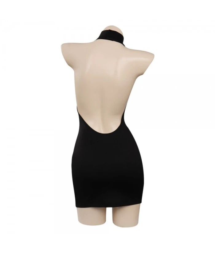 Women Sexy Black Halter Dress 5 Women Sexy Black Halter Dress - Image 3