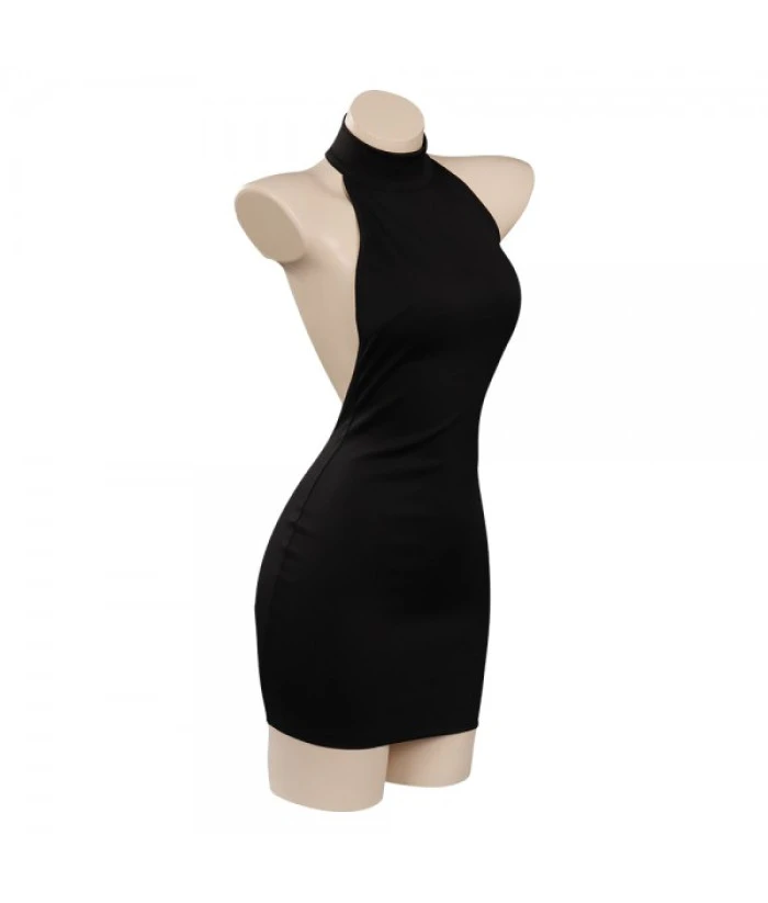 Women Sexy Black Halter Dress 6 Women Sexy Black Halter Dress - Image 4
