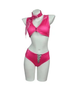 Women Pink Bikini Full Set Cowgirl Swimsuit Cosplay Costume