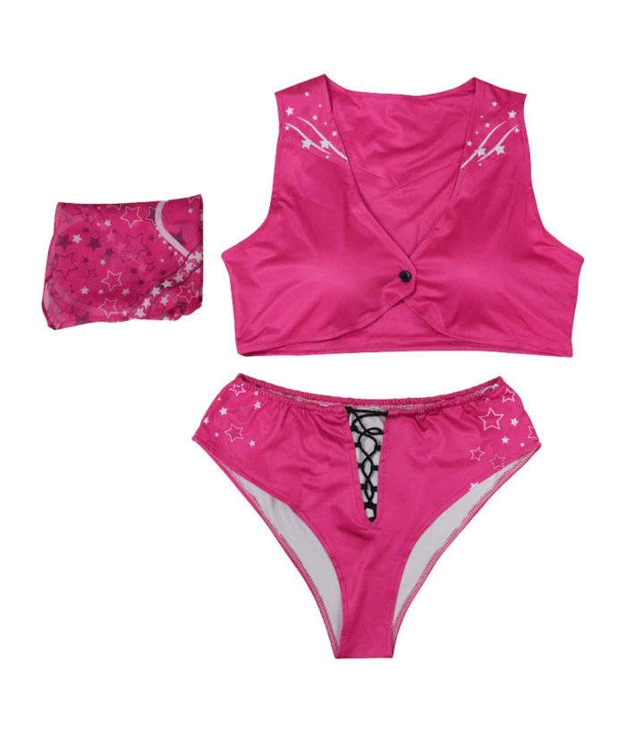 Women Pink Bikini Full Set Cowgirl Swimsuit Cosplay Costume 10 Women Pink Bikini Full Set Cowgirl Swimsuit Cosplay Costume - Image 8