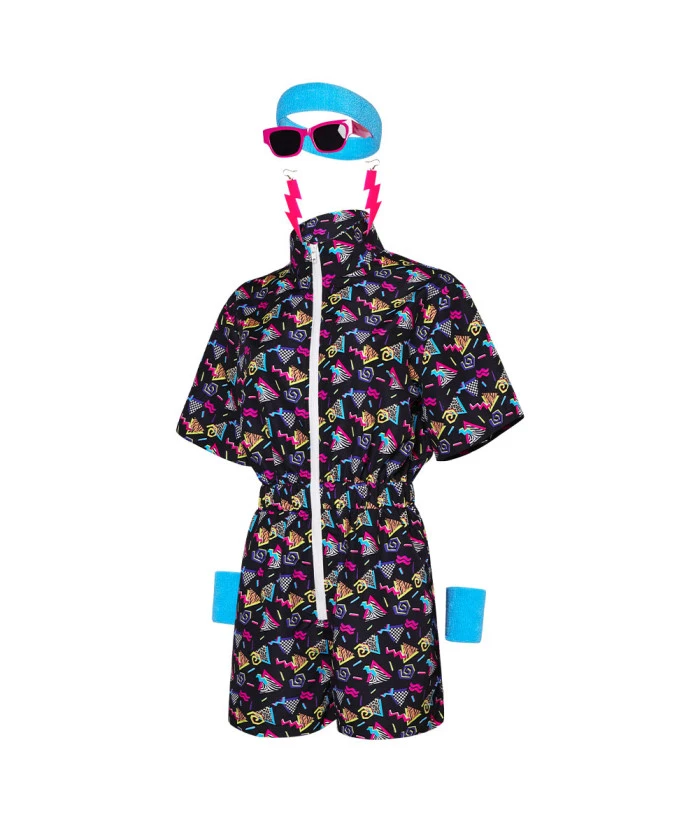 1980s Black Print Summer Bodysuit Women Halloween Costume 8 1980s Black Print Summer Bodysuit Women Halloween Costume - Image 6