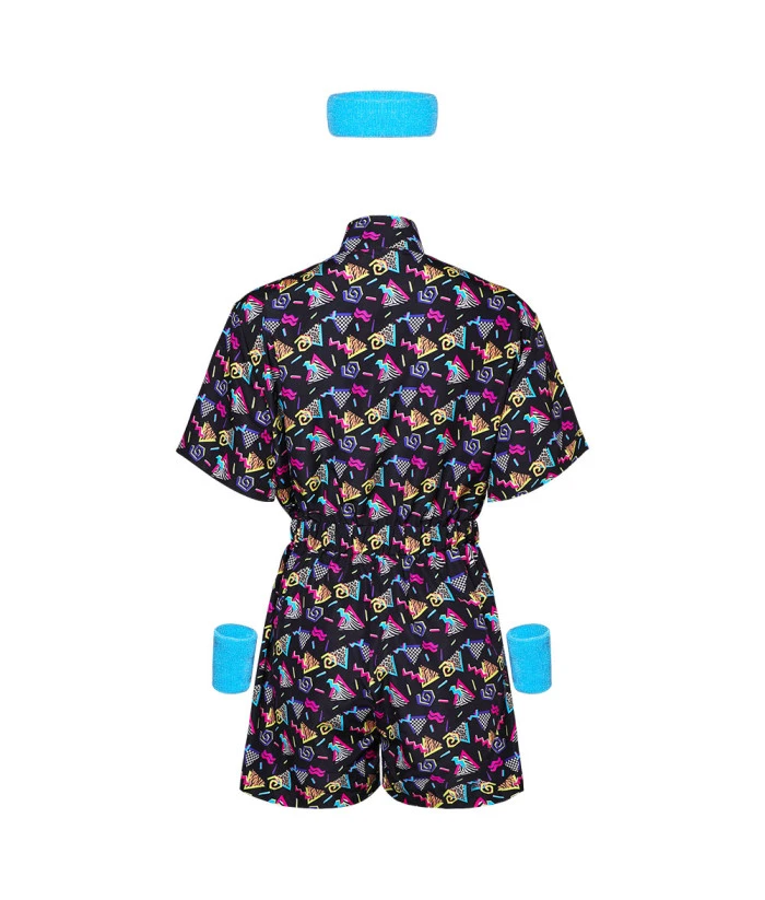 1980s Black Print Summer Bodysuit Women Halloween Costume 9 1980s Black Print Summer Bodysuit Women Halloween Costume - Image 7