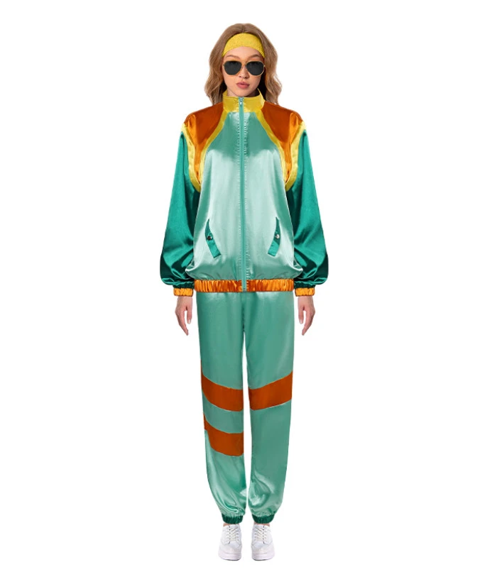 1980s Hip Hop Retro Green Tracksuit Halloween Costume 3 1980s Hip Hop Retro Green Tracksuit Halloween Costume