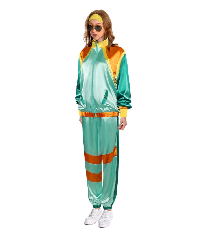 1980s Hip Hop Retro Green Tracksuit Halloween Costume 4 1980s Hip Hop Retro Green Tracksuit Halloween Costume - Image 2