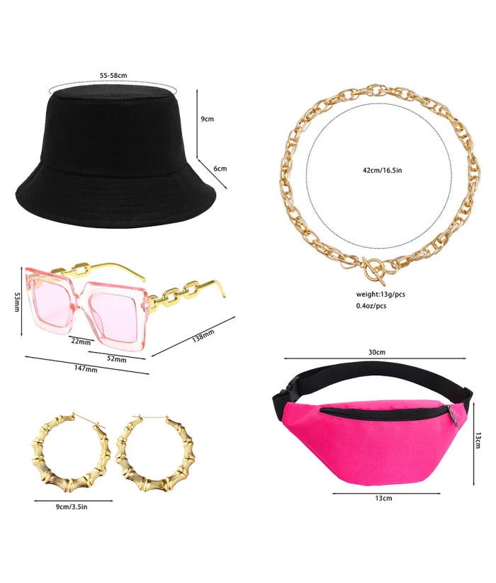 1980s Hip Hop Vintage Black Printed 7Pcs Set Outfit 6 1980s Hip Hop Vintage Black Printed 7Pcs Set Outfit - Image 4