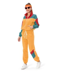 1980s Hip Hop Retro Yellow Green Outfit 8 Pcs Women Halloween Costume