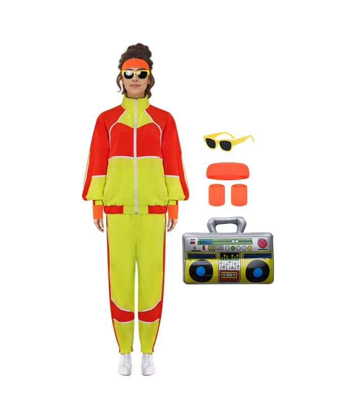 1980s Hip Hop Retro Sportswear Red Yellow Outfit Halloween Costume 7 1980s Hip Hop Retro Sportswear Red Yellow Outfit Halloween Costume - Image 5