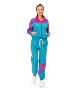 1980s Hip-Hop Blue Tracksuit Outfits Women Halloween Costume