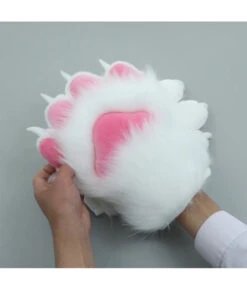 Adult Animal Furry White Plush Nails Claws Gloves Halloween Cosplay Costume Accessories