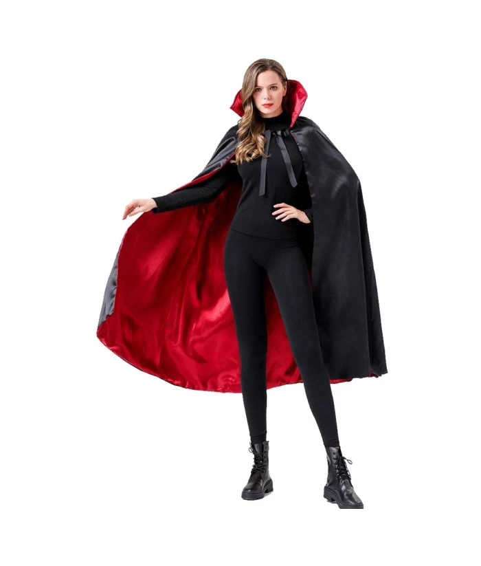 Adult Black Clock Vampire Noble Cape Fantasy Halloween Costume 6 Adult Black Clock Vampire Noble Cape Fantasy Halloween Costume - Image 4