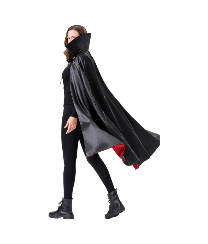 Adult Black Clock Vampire Noble Cape Fantasy Halloween Costume 4 Adult Black Clock Vampire Noble Cape Fantasy Halloween Costume - Image 2