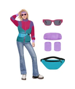 1980s Pink Sportswear 6Pcs Outfit Women Halloween Costume