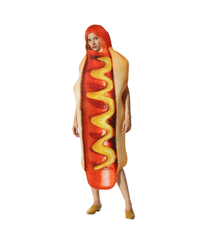 Adult Hot Dog Funny Overalls Outfit Halloween Costume 3 Adult Hot Dog Funny Overalls Outfit Halloween Costume