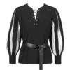 Adult Renaissance Black And White Shirt Halloween Costume 2 Adult Renaissance Black And White Shirt Halloween Costume -Accessories Shop Adult20Medieval20Renaissance20Drama20Color20Block20Tie Up20Black20Shirt20Halloween20Costume 700x823 1