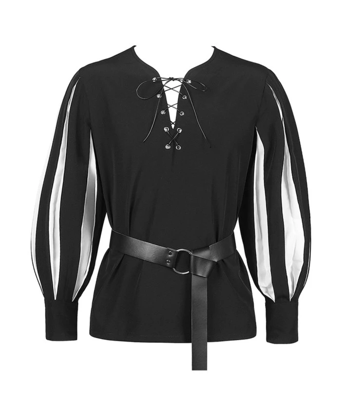 Adult Renaissance Black And White Shirt Halloween Costume 3 Adult Renaissance Black And White Shirt Halloween Costume