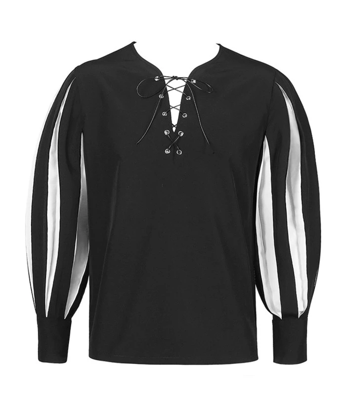 Adult Renaissance Black And White Shirt Halloween Costume 7 Adult Renaissance Black And White Shirt Halloween Costume - Image 5