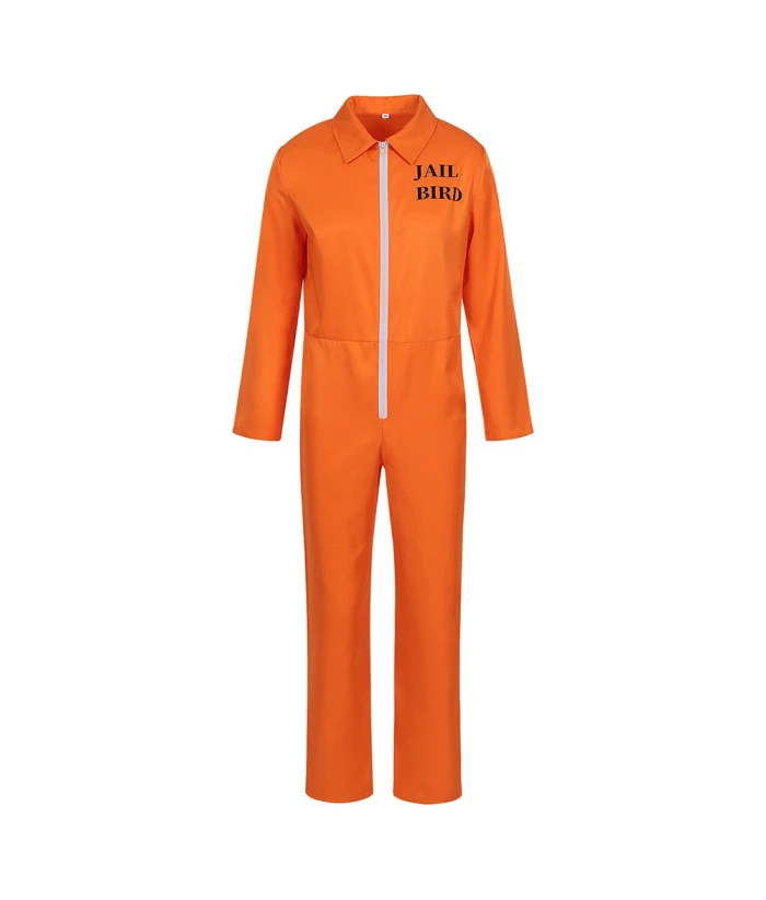 Adult Orange Prisoner Uniform Halloween Cosplay Costume 3 Adult Orange Prisoner Uniform Halloween Cosplay Costume