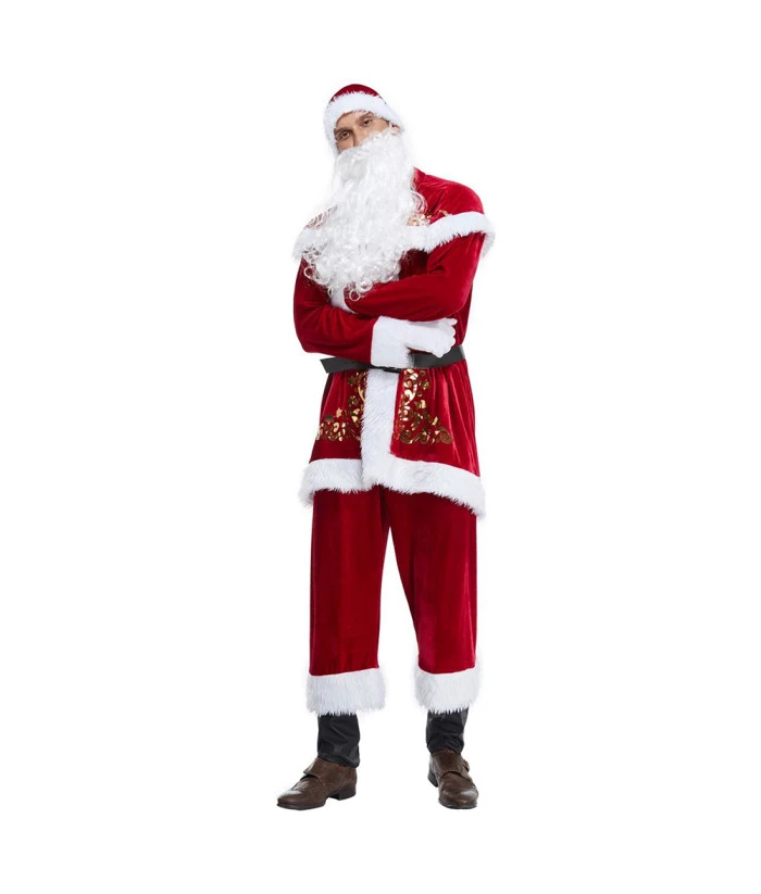 Adult Santa Claus Outfit Fullset Cosplay Chirstmas Costume 4 Adult Santa Claus Outfit Fullset Cosplay Chirstmas Costume - Image 2