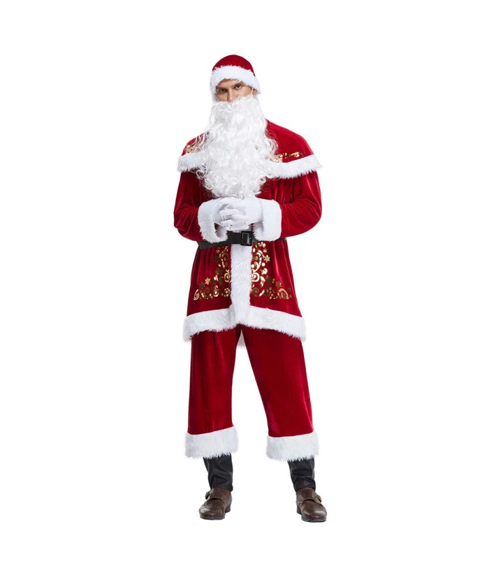 Adult Santa Claus Outfit Fullset Cosplay Chirstmas Costume 3 Adult Santa Claus Outfit Fullset Cosplay Chirstmas Costume