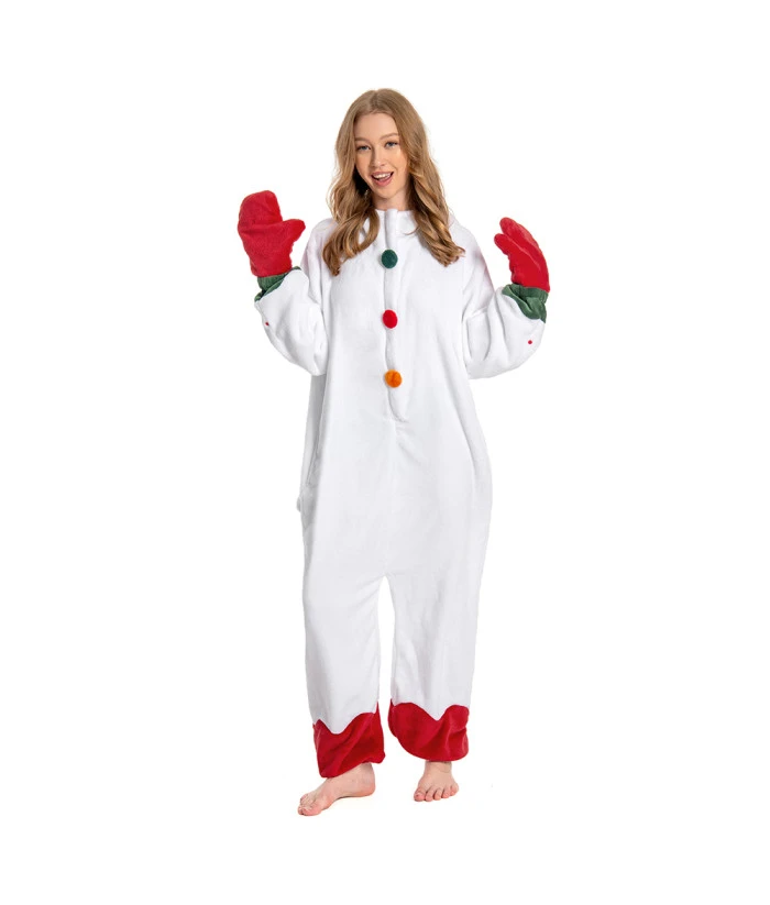 Adult Snowman Pajamas One Piece Jumpsuit Halloween Christmas Cosplay Costume 7 Adult Snowman Pajamas One Piece Jumpsuit Halloween Christmas Cosplay Costume - Image 5