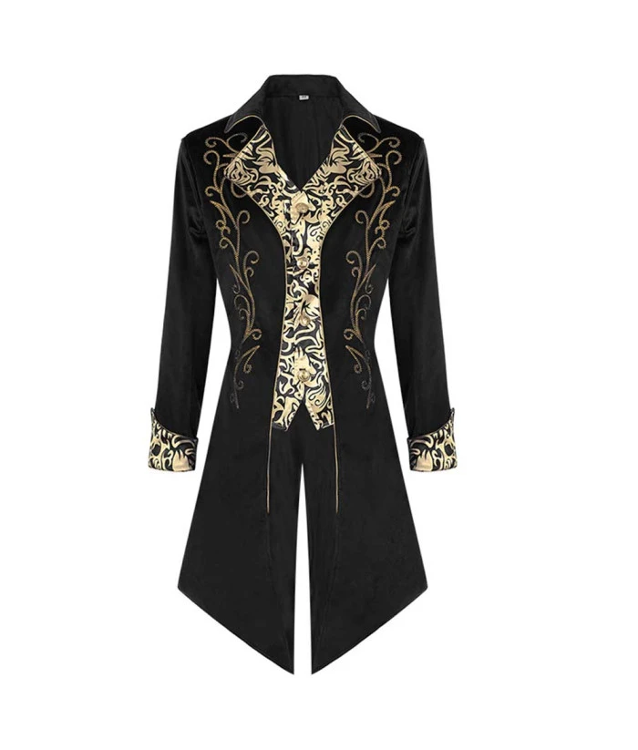 Steampunk Gild Trim Long Coat Luxury Uniform Cosplay Halloween Costume 4 Steampunk Gild Trim Long Coat Luxury Uniform Cosplay Halloween Costume - Image 2