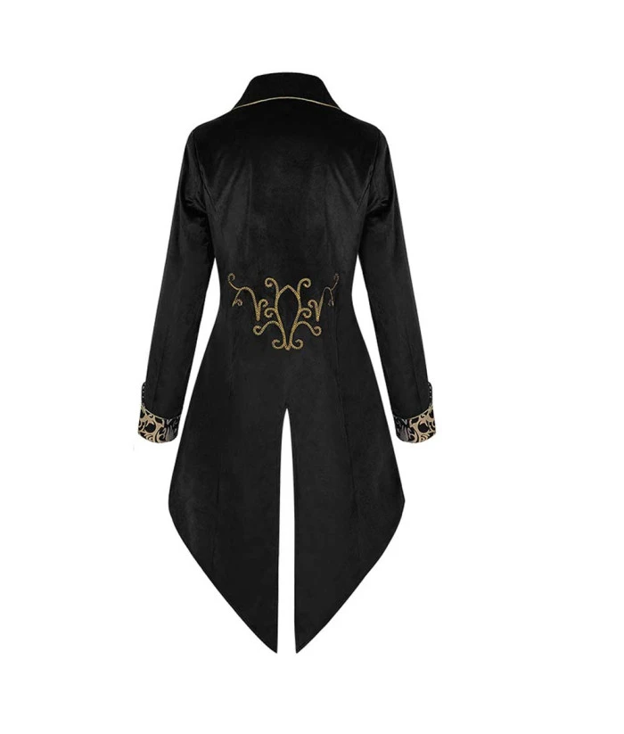 Steampunk Gild Trim Long Coat Luxury Uniform Cosplay Halloween Costume 6 Steampunk Gild Trim Long Coat Luxury Uniform Cosplay Halloween Costume - Image 4