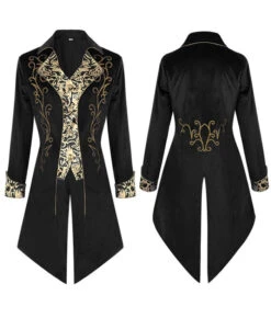 Steampunk Gild Trim Long Coat Luxury Uniform Cosplay Halloween Costume