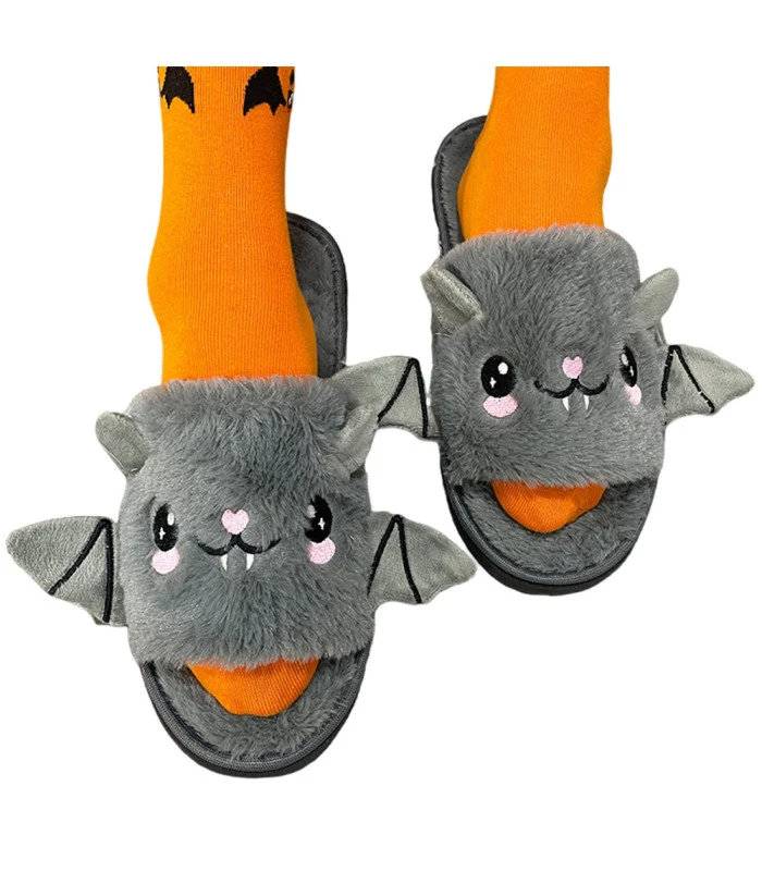 Bat Plush Slippers Socks 2 Pcs Shoes Halloween Special 3 Bat Plush Slippers Socks 2 Pcs Shoes Halloween Special