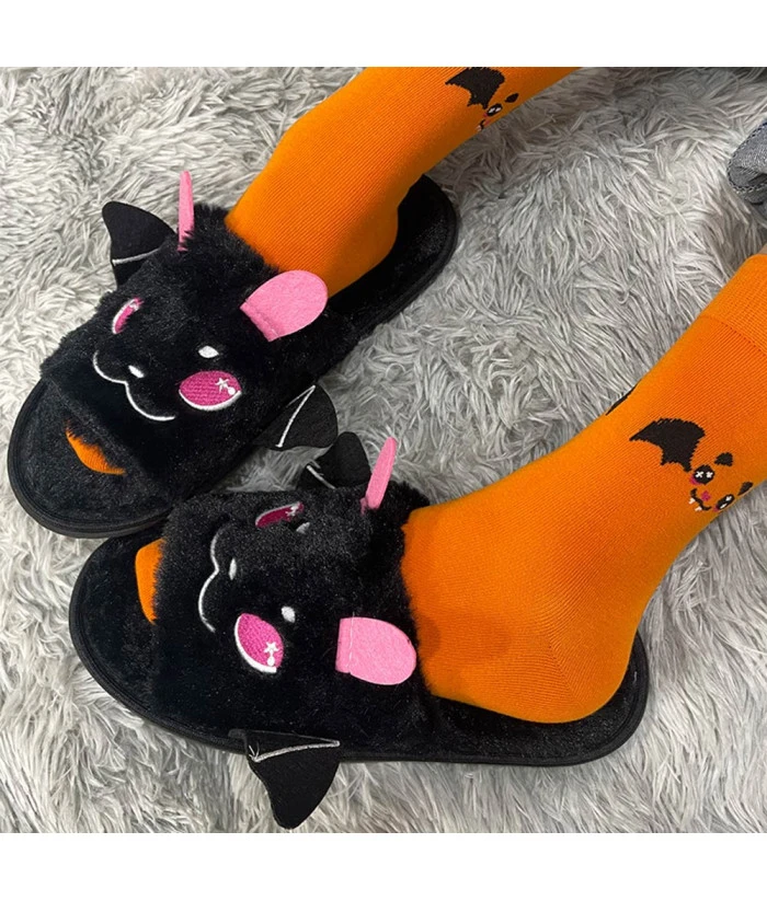 Bat Plush Slippers Socks 2 Pcs Shoes Halloween Special 6 Bat Plush Slippers Socks 2 Pcs Shoes Halloween Special - Image 4