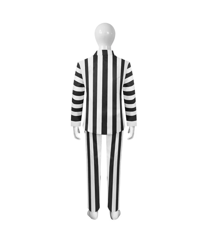 Kids Children Gothic White Black Strip Outfit Halloween Costume 6 Kids Children Gothic White Black Strip Outfit Halloween Costume - Image 4
