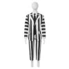 Kids Children Gothic White Black Strip Outfit Halloween Costume