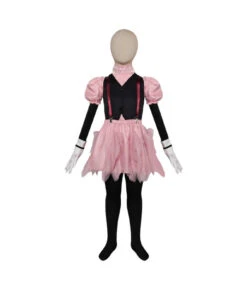 Kids Children Pink Mesh Dress 2Pcs Black Vest Halloween Stage Costume